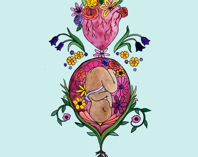 ALIVE art print-  8" x 8" / inspirational art/ birth art/  gift for new mom/ doula gift/ midwife/ gift for mom/ new mom/ pregnancy