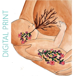 DIGITAL &quot;Life&quot; print/poster /breastfeeding art/ doula/ gift for new mom