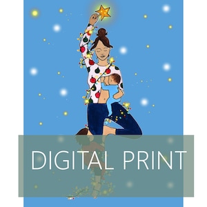DIGITAL &quot;Magic Holiday Mama&quot; print/poster /Breastfeeding Art/lactation/ midwife/ doula/ gift for new mom
