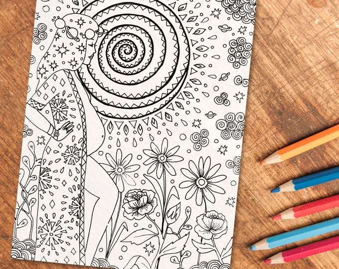 SPIRAL Coloring page/ birth art coloring sheet/ pregnancy art/ doula/ midwife/birth/ yoga/ goddess/ divine feminine