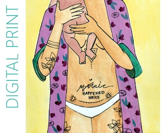 DIGITAL "Mama magia" impresión/cartel arte /Birth / csection / cesárea nacimiento / doula / regalo para la nueva mamá
