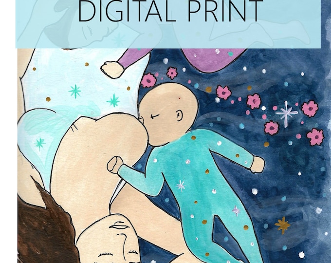 DIGITAL "Sleeps" print/poster /breastfeeding art/ cosleeping/ midwife/ doula/ gift for new mom