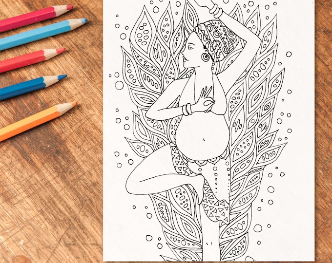 SHAKTI Coloring page/ birth art coloring sheet/ pregnancy art/ doula/ midwife/birth/ yoga/ goddess/ divine feminine