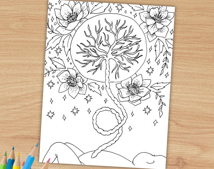 PLACENTA Coloring page/ birth art coloring sheet/ placenta art/ doula/ midwife/ homebirth