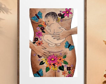 TRANSFORM  art print-  8.5&quot; x 11&quot; /  birth art/  cesarean/ gift for new mom/ doula gift/ midwife/ gift for mom/ csection/ spiritysol