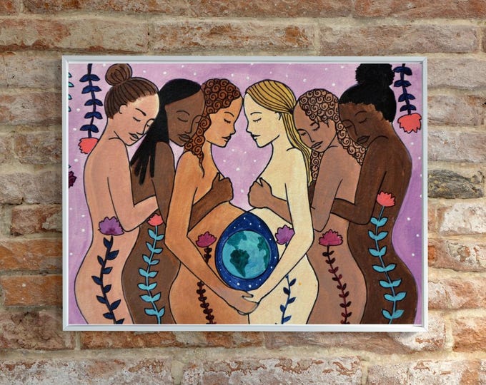 SISTERHOOD  art print-  8.5" x 11" /  pregnancy/ birth art/ doula/ midwife/ gift for doula/ gift for midwife/ spiritysol