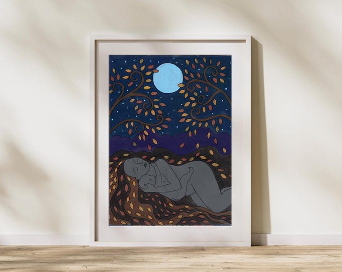 AUTUMN  art print-  8.5" x 11" /  pregnancy/ birth art/ doula/ midwife/ gift for doula/ gift for midwife/ spiritysol