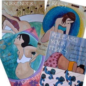 DIGITAL Birth Affirmation prints/poster set /Birth Art/ Pregnancy Art