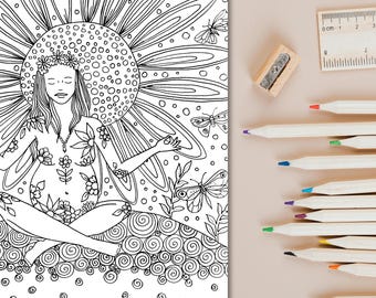 Dibujo para colorear ALEGRÍA / Lámina para colorear de arte de nacimiento / Arte de embarazo / Doula / Partera