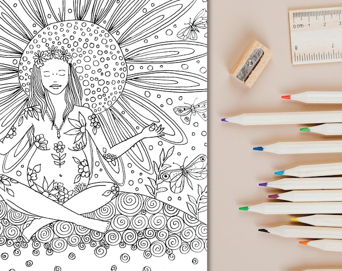 JOY Coloring page/ birth art coloring sheet/ pregnancy art/ doula/ midwife