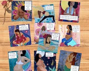 The *digital*  Birth Affirmation Cards - 10 artistic printable cards for birth support