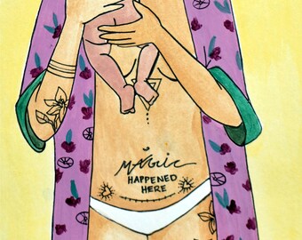 MAGIC MAMA art print- 8" x 8" / arte de nacimiento / regalo para nueva mamá / regalo de doula / partera / regalo para mamá / nueva mamá