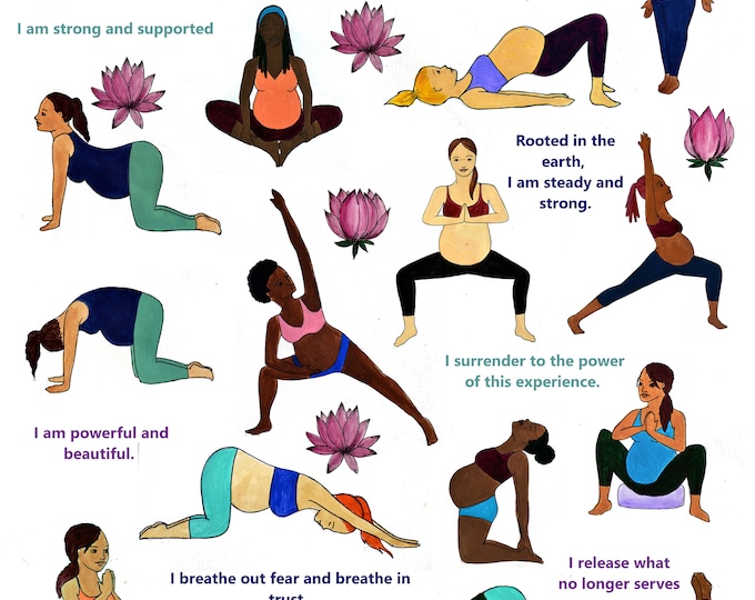 DIGITAL Prenatal Yoga Poster/ Yoga/ Doula/ Midwife/ Birth/ Yoga Teacher/ Yogi Mama