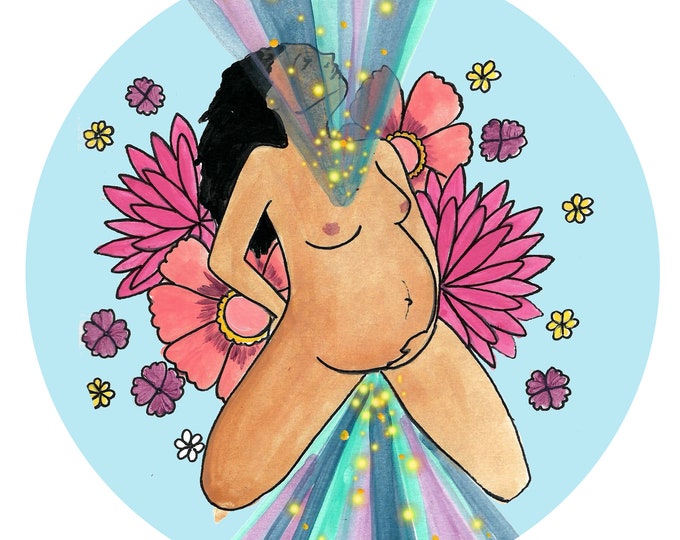 DIVINE DANCE Window Sticker/ 5"/  Postpartum art/ Midwife/ Doula/ Gift for Midwife/ Gift for doula/ window cling