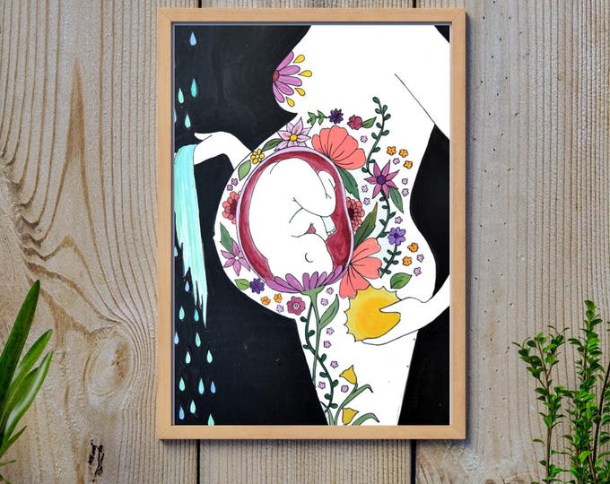 GARDEN  art print-  8.5" x 11" /  birth art/  gift for new mom/ doula gift/ midwife/ gift for mom/ new mom/ pregnancy/ spiritysol