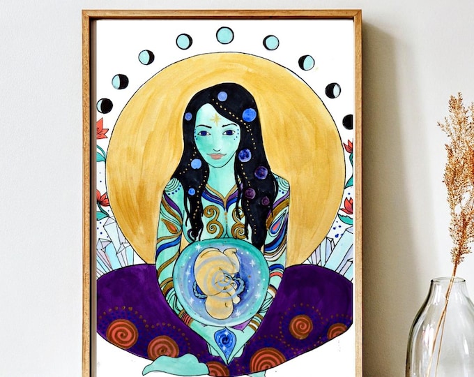 GALAXY  art print-  8.5" x 11" /  birth art/  gift for new mom/ doula gift/ midwife/ gift for mom/ new mom/ pregnancy/ spiritysol
