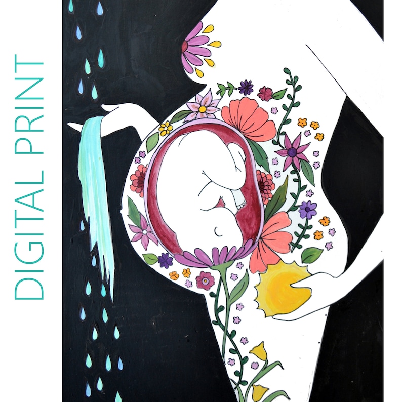 DIGITAL Garden print/poster /Birth Art/ Pregnancy image 0