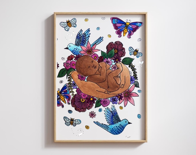REJOICE  art print-  8.5" x 11" /  pregnancy/ birth art/ doula/ midwife/ gift for doula/ gift for midwife/ spiritysol