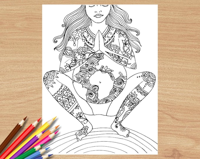 Coloring page/ birth art coloring sheet/ pregnancy art/ doula/ midwife