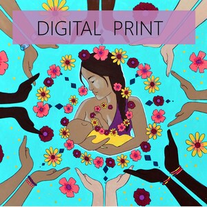 DIGITAL "Círculo de Apoyo" impreso/póster /Arte de Nacimiento/ Lactancia Materna/ Comunidad/ Doula