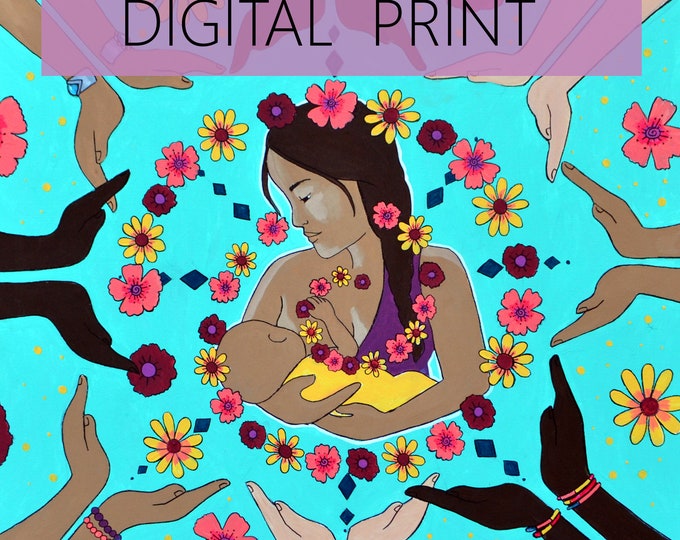 DIGITAL "Circle of Support" print/poster /Birth Art/ Breastfeeding/ Community/ Doula