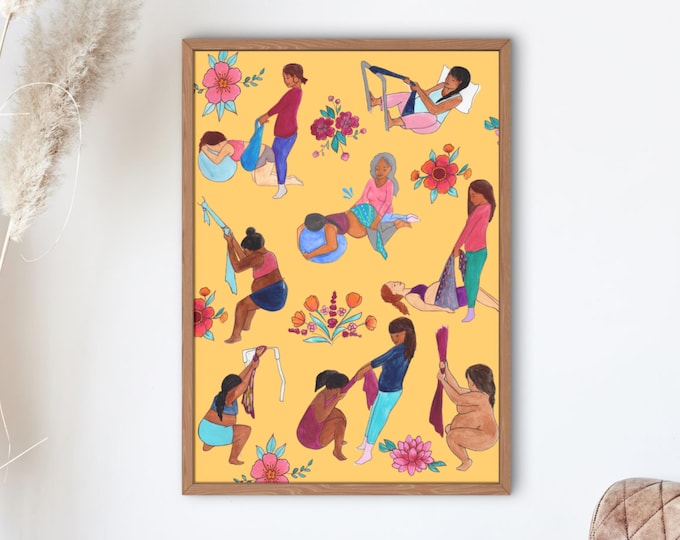 DIGITAL "Rebozo Birth" poster/Birth Art/ Pregnancy Art/ midwife/ doula/ birth positions/ home birth