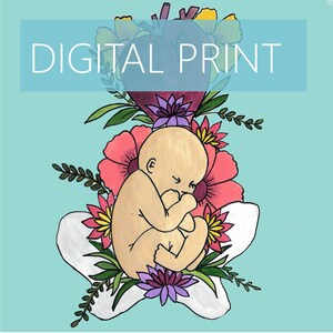 DIGITAL &quot;Breech&quot; print/poster/ Pregnancy Art/ midwife/ doula/ gift for new mom/ birth art