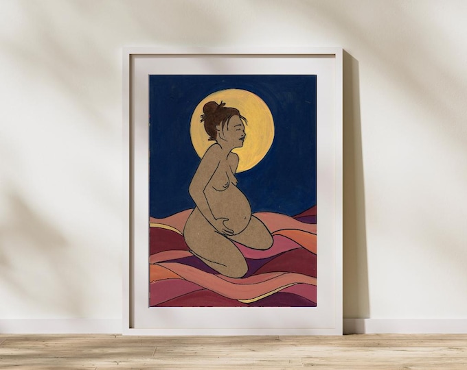 HEAVY WAVES  art print-  8.5" x 11" /  birth art/  gift for new mom/ doula gift/ midwife/ gift for mom/ new mom/ pregnancy/ spiritysol