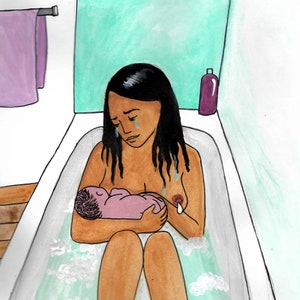 SOAK  art print-  8&quot; x 8/ birth art/  gift for new mom/ doula gift/ midwife/ gift for mom/ new mom/ postpartum art