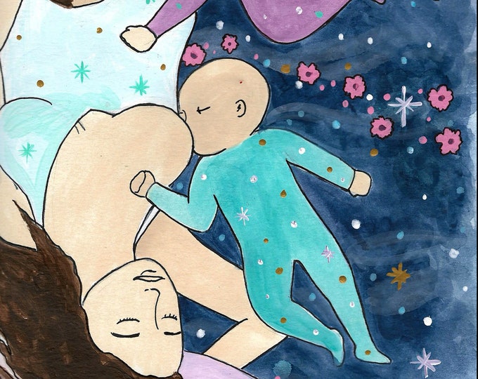 SLEEPS art print-  8.5" x 11" / motherhood/ babywearing/ cosleeping art/