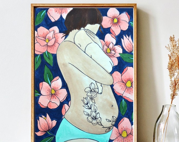 ELLA  art print-  8.5" x 11" /  pregnancy/ birth art/ doula/ midwife/ gift for doula/ gift for midwife/ spiritysol