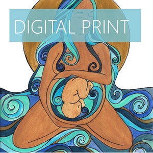 DIGITAL "Agua" impresión / cartel / Arte del embarazo / partera / doula / regalo para la nueva mamá / arte de nacimiento