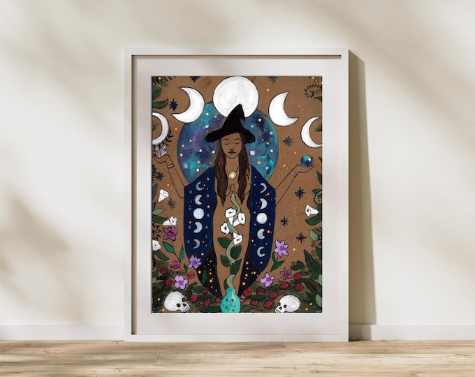 LA BRUJA  art print-  8.5" x 11" /  feminist art/  magic/ witch/ herbalist/ midwife/ spiritysol
