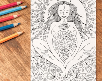 PORTAL Página para colorear/ lámina para colorear de arte de nacimiento/ arte de embarazo/ doula/ partera/nacimiento