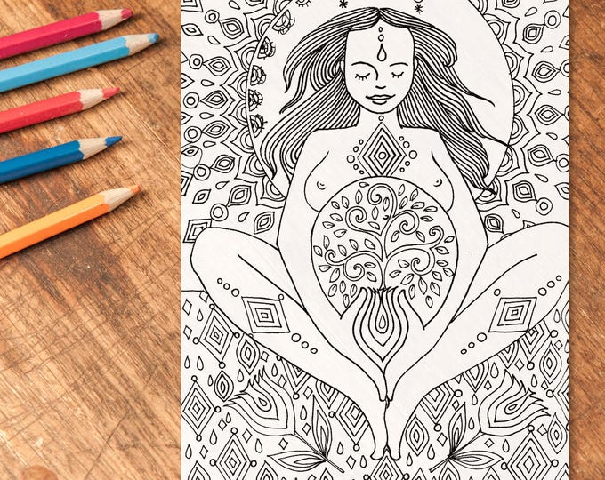 PORTAL Coloring page/ birth art coloring sheet/ pregnancy art/ doula/ midwife/birth