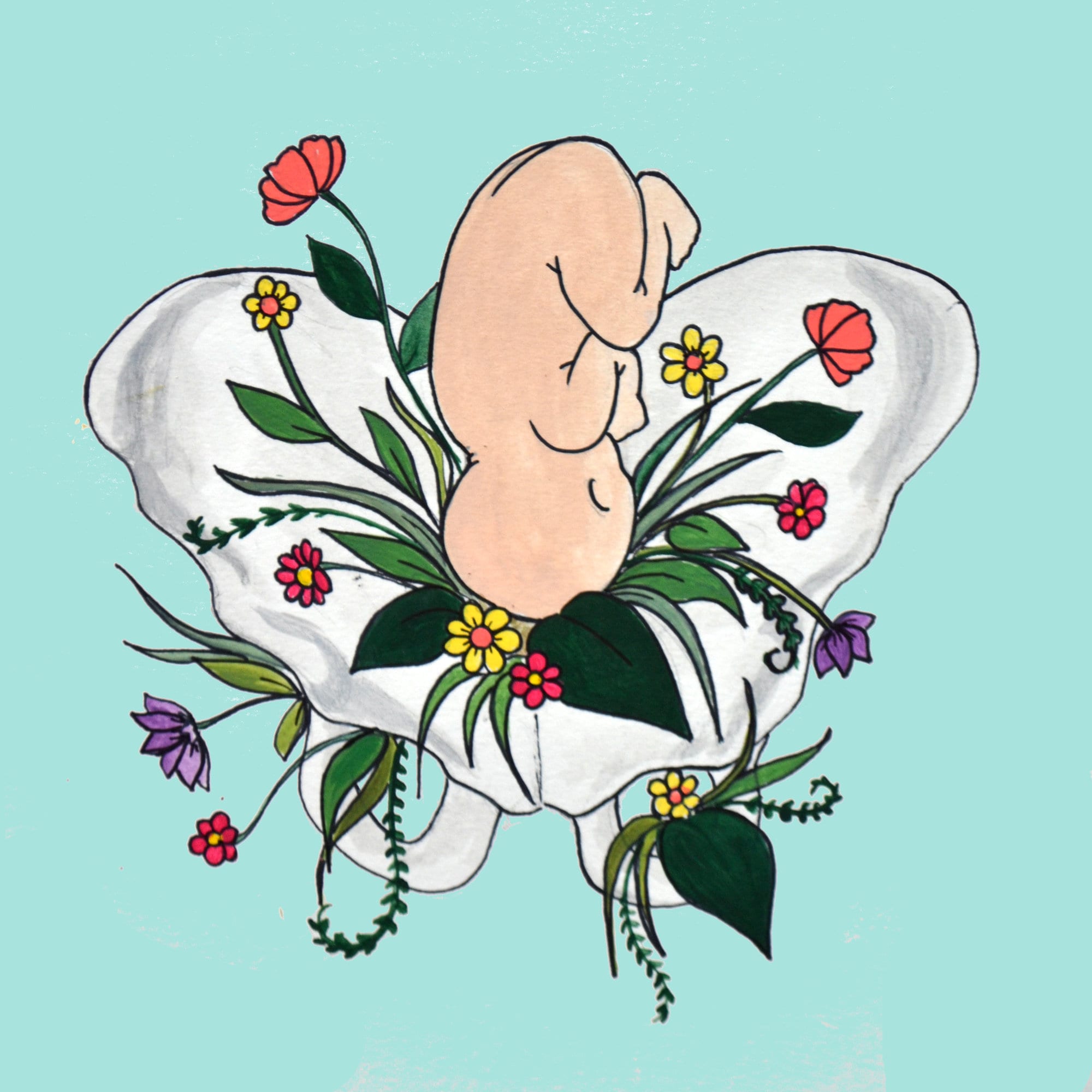 JUNGLE/ 8 x 8 original art print/ /birth art/ pregnancy art/ motherhood