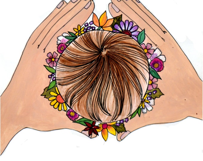 CROWN// 8.5 x 11 art print/ birth art/ birth/ midwife/ midwifery/ doula/ mothers day gift/ new mom/ blessing way / childbirth