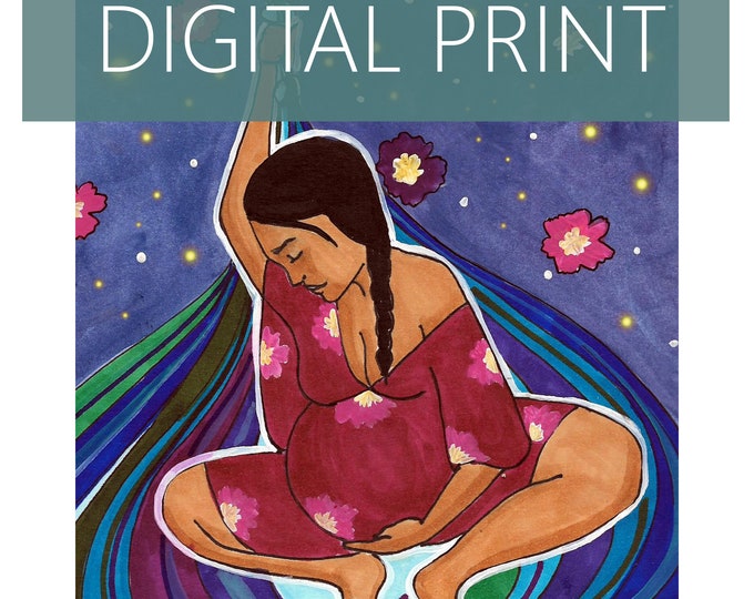 DIGITAL "Expansion" print/poster/ Pregnancy Art/ midwife/ doula/ gift for new mom/ birth art