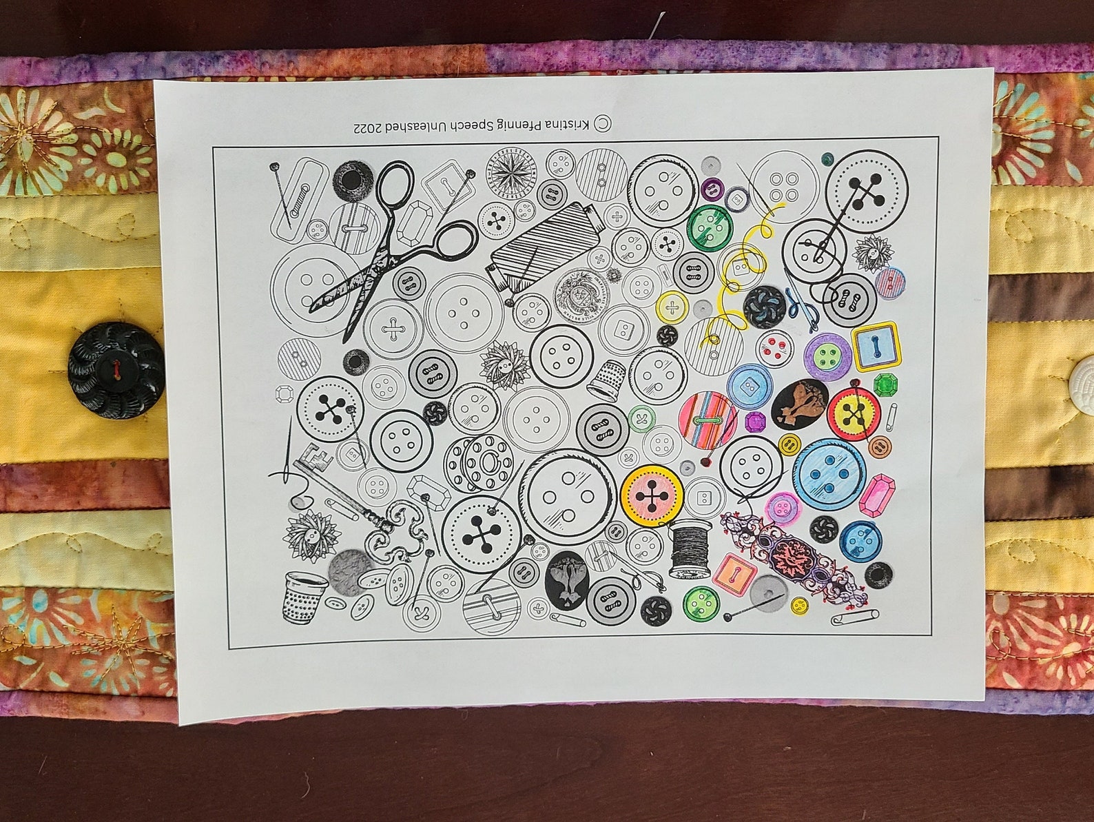 Buttons & Sewing Notions Coloring Page Etsy