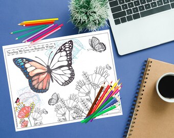 Butterfly Coloring Page Digital Printable