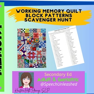 Quilt Game - Working Memory Quilt Block Patterns Scavenger Hunt