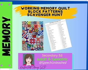Quilt Game - Working Memory Quilt Block Patterns Scavenger Hunt