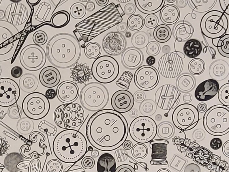 Buttons & Sewing Notions Coloring Page Etsy