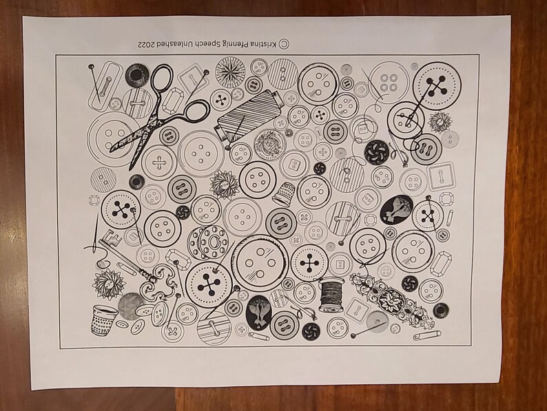 Buttons & Sewing Notions Coloring Page Etsy