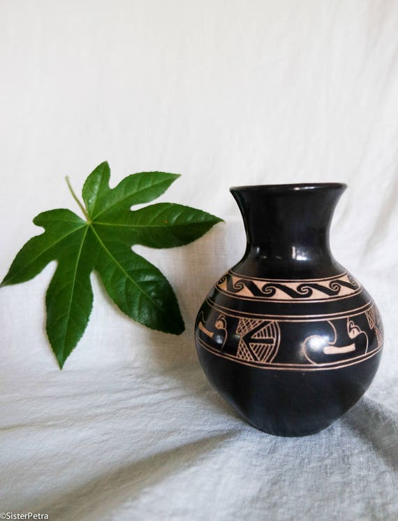 Native Motif Carved Vase
