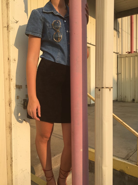 Charcoal Suede Mini Skirt