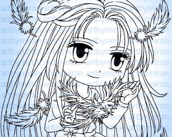 Digital Stamp - Phoenix(#287), Anime, Coloring Page, Fantasy