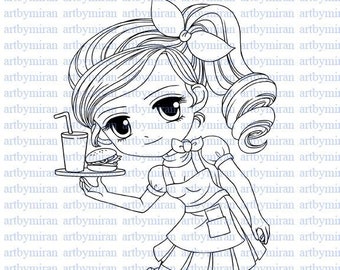 Digital Stamp-ROLLING BY(#43), Digi Stamp,  Printable Line art for Card and Craft Supply, Art by Mi Ran Jung