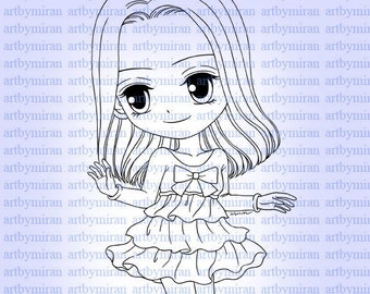 Digital Stamp-Sweet Claire, Digi Stamp,  Printable Line art for Card and Craft Supply, Art by Mi Ran Jung