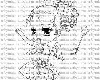 Digital Stamp-Wishing Stella(#70), Digi Stamp,  Printable Line art for Card and Craft Supply